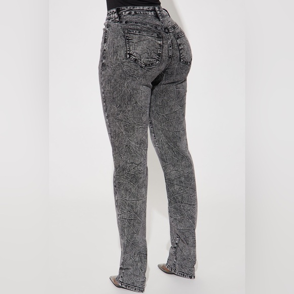 Take You There Stacked Straight Leg Jeans - Acid Wash Black - Picture 5 of 5